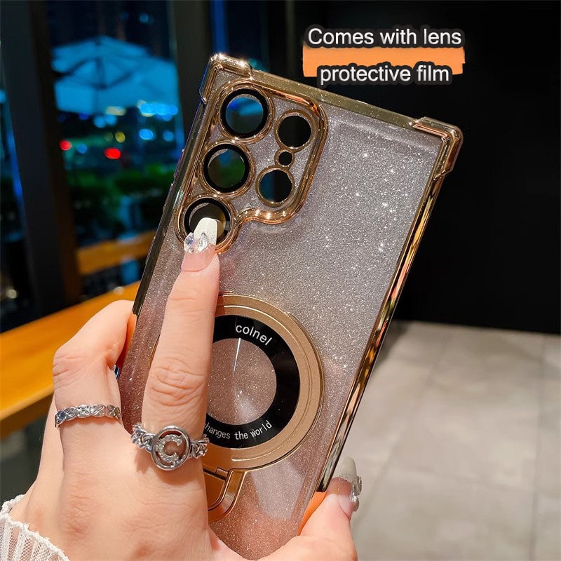 🌿 Suitable For Samsung Series Electroplated Magnetic Gradient Glitter Mobile Phone Cases