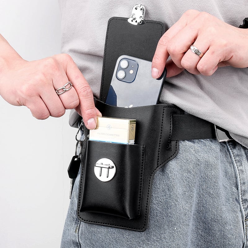 👛Vintage Leather Belt Bag Cell Phone Loop Leather Case Men's Belt Bag Cell Phone Bag Wallet
