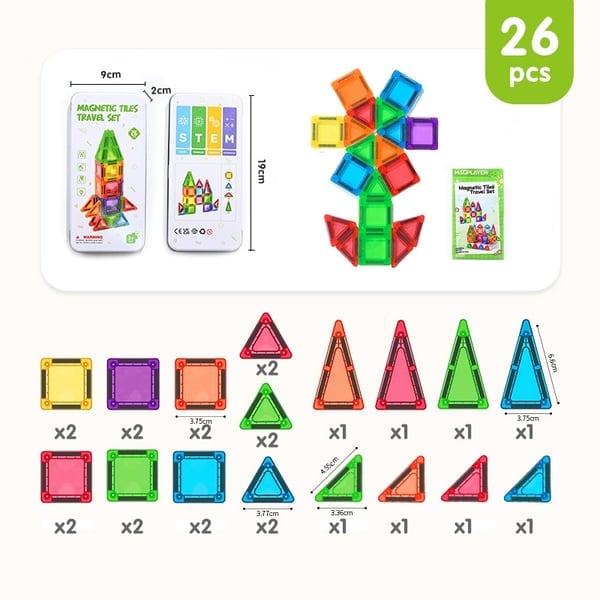 Mini Magnetic Tile Toys with Iron Box