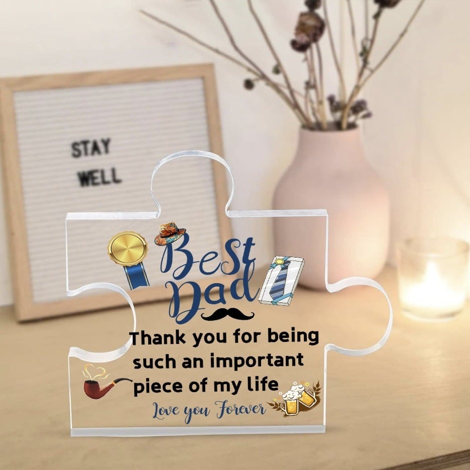 🧩Father's Day Transparent Acrylic Puzzle Ornament - Home Desk Decoration