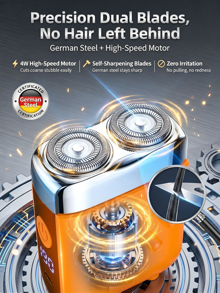 Shave, Cut & Remove Hair in 1 Second — German Precision Dual-Head Pocket Shaver for the Whole Family