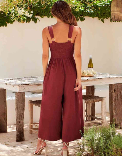 V Neck Cutout High-Waist Rompers