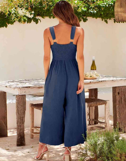 V Neck Cutout High-Waist Rompers