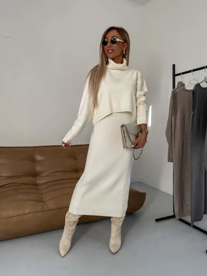 💥Hot Sale 48% OFF💥Midi Dress and Turtle Neck Sweater Set