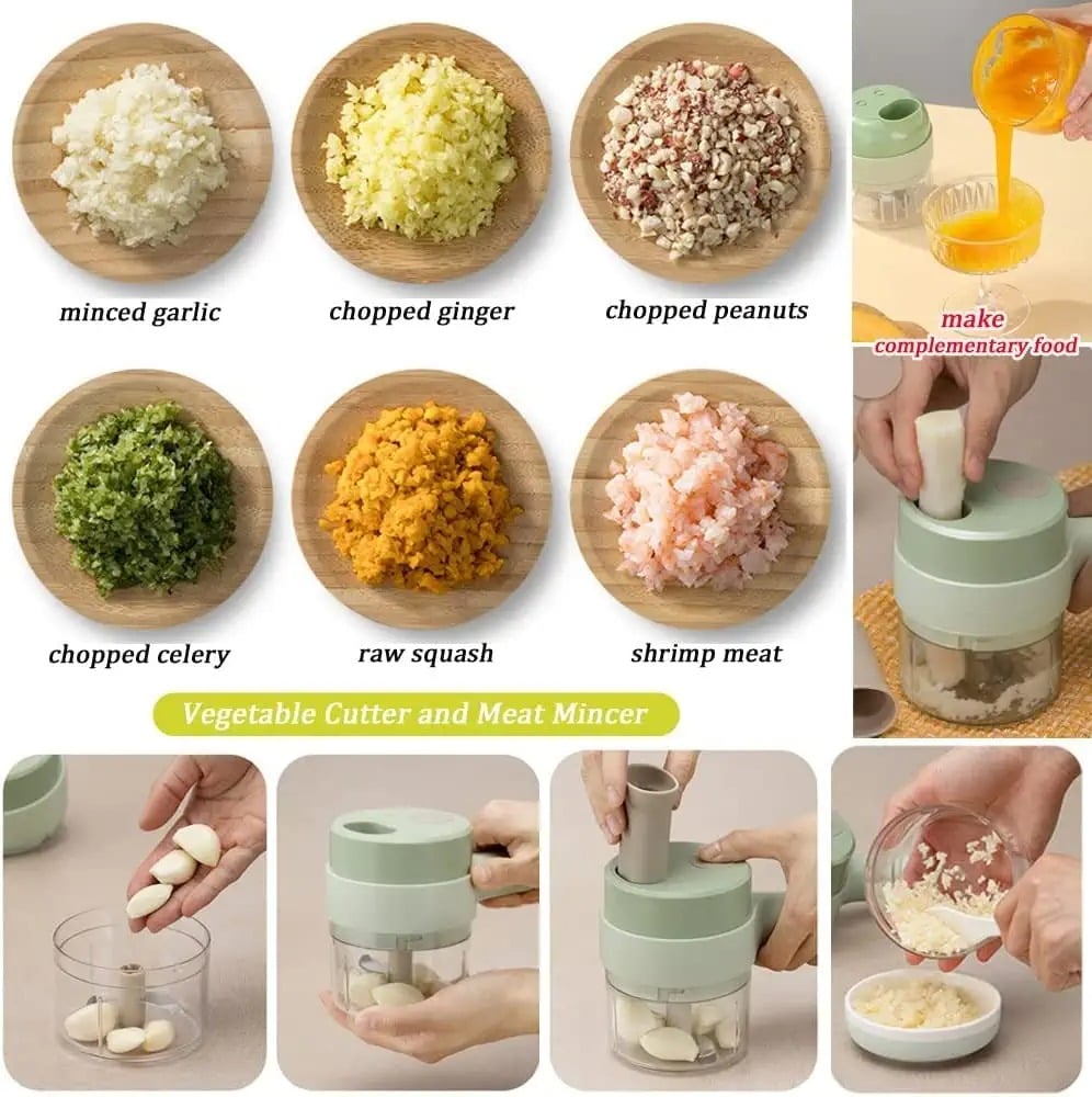 Best kitchen Tool💝 4 In 1 Handheld Electric Vegetable Cutter Set