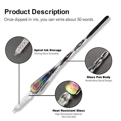Glass Calligraphy Pen Set with Ink and Pen Rest