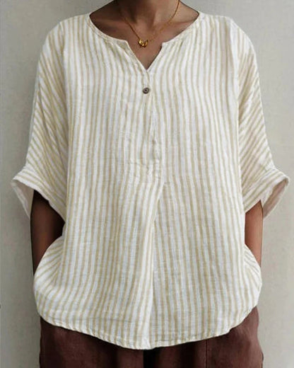 3/4 sleeve striped shirt blouse