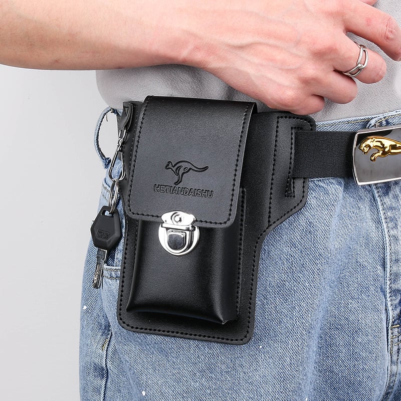 👛Vintage Leather Belt Bag Cell Phone Loop Leather Case Men's Belt Bag Cell Phone Bag Wallet