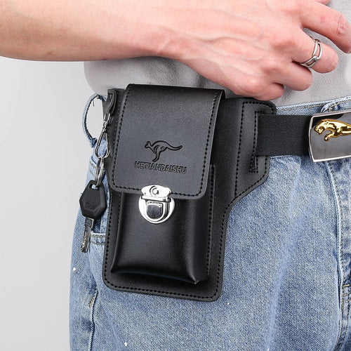 👛Vintage Leather Belt Bag Cell Phone Loop Leather Case Men's Belt Bag Cell Phone Bag Wallet